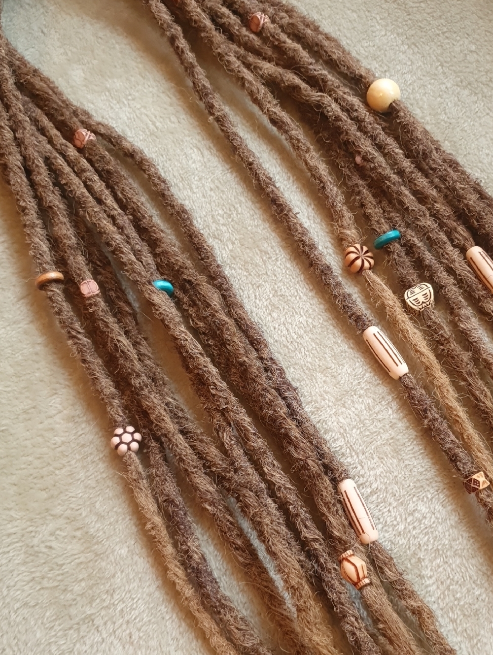 Brown Ombre Synthetic Dreadlocks With Bead Accessories - Double Ended - 22" - Picture 2 of 4